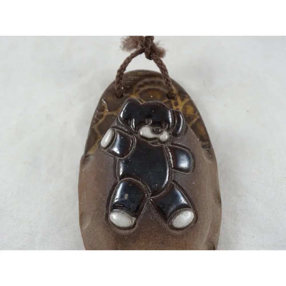 Vintage Stoneware Teddy Bear Wall Pocket Planter Glazed Ceramic Bear Vase